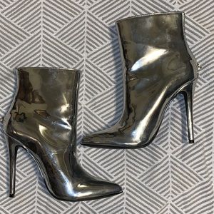 Silver metallic booties